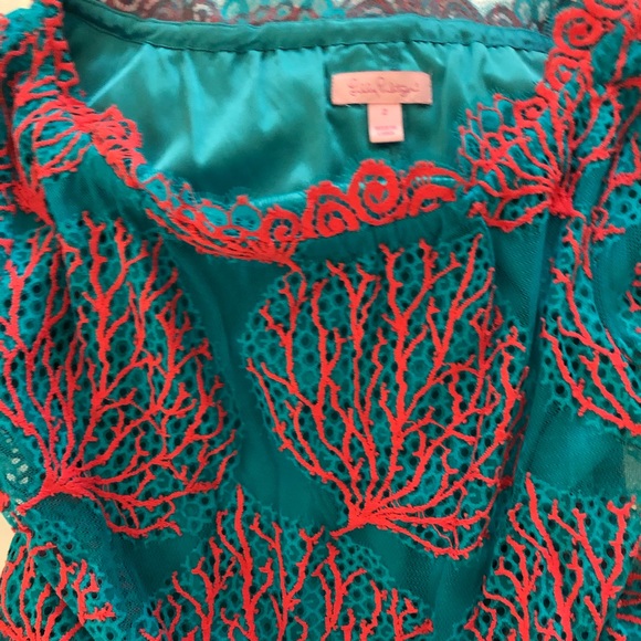 Lilly Pulitzer coral lace scalloped dress - size 2 - Picture 2 of 4